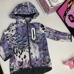 Molo Girls Feather Print Jacket size 98, 3 years old Purple